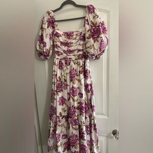 Abercrombie & Fitch Purple Smocked Puff Sleeve Dress